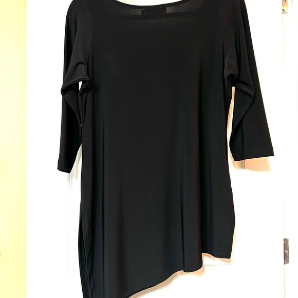 Sympli Nu Focus Asymmetric Hem Cut Out Shoulder 3/4 Sleeve Tunic Size 10 Black - Picture 6 of 17